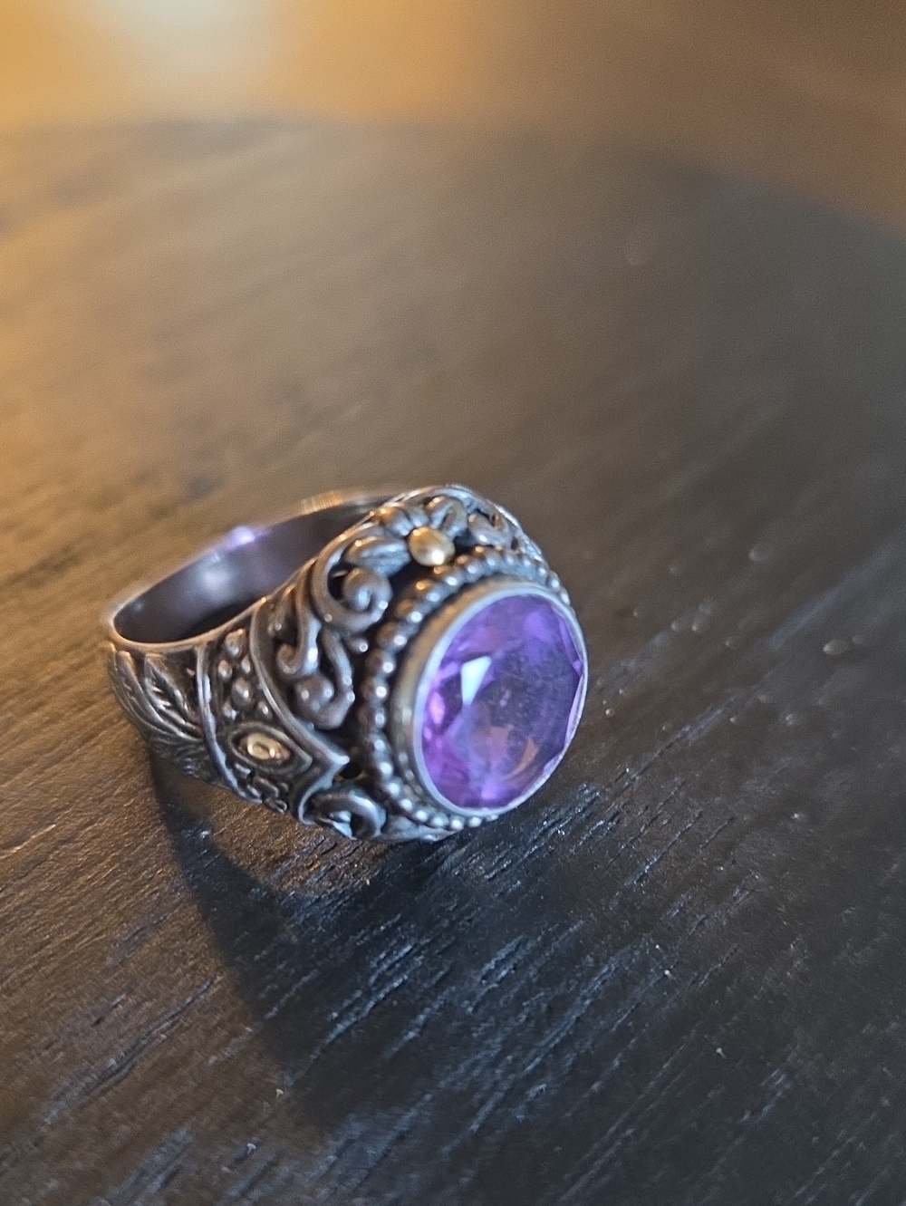 Brighton Silver Filigree Ring with Purple Stone - Picture 9 of 9